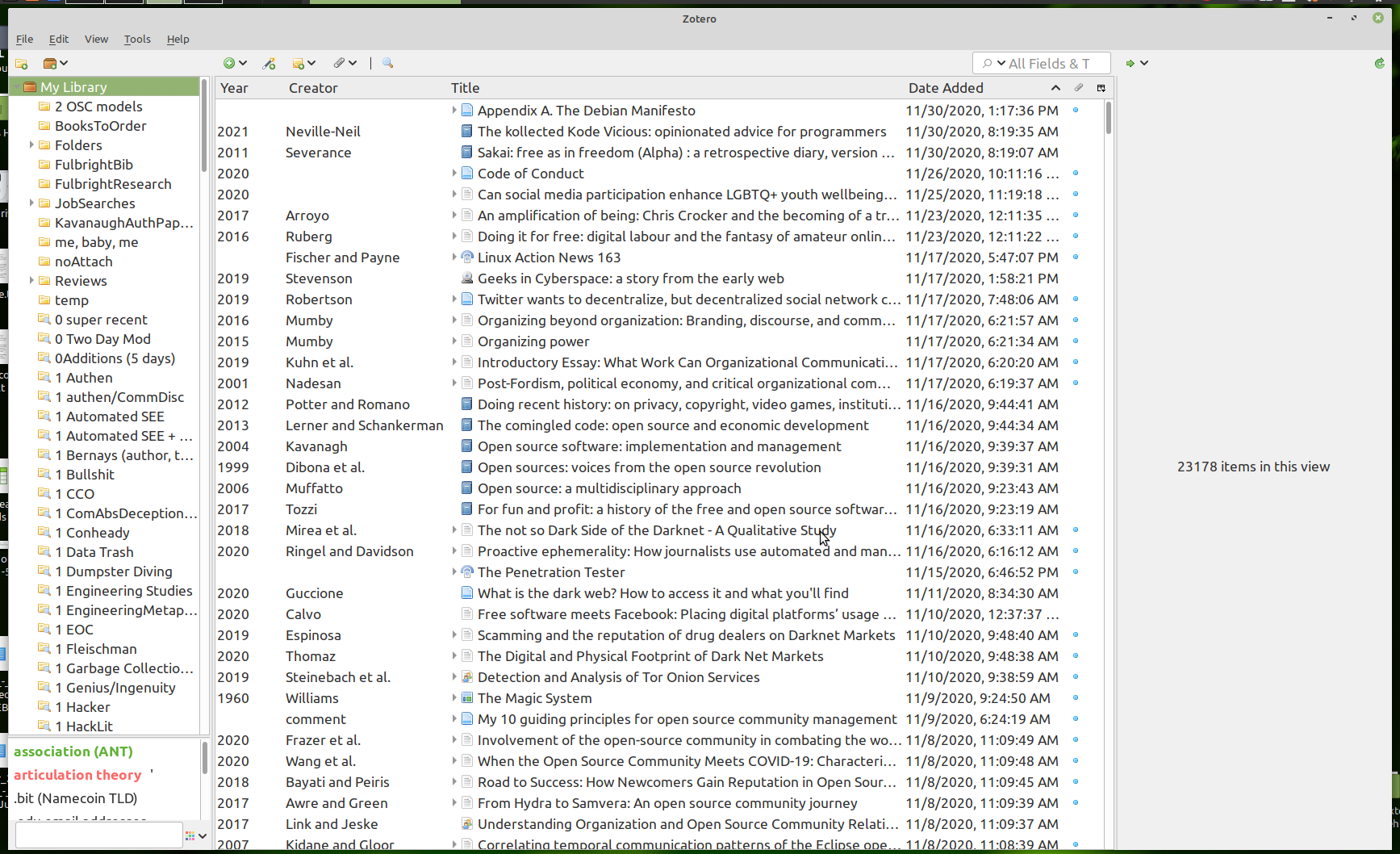 A Zotero screenshot A screenshot of a Zotero library